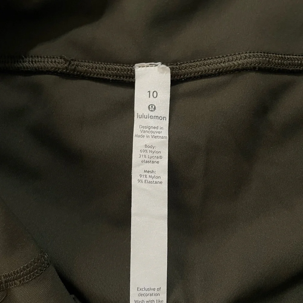 Lululemon Pace Rival Crop Leggings Dark Olive High Rise Size 10 - Picture 2 of 5